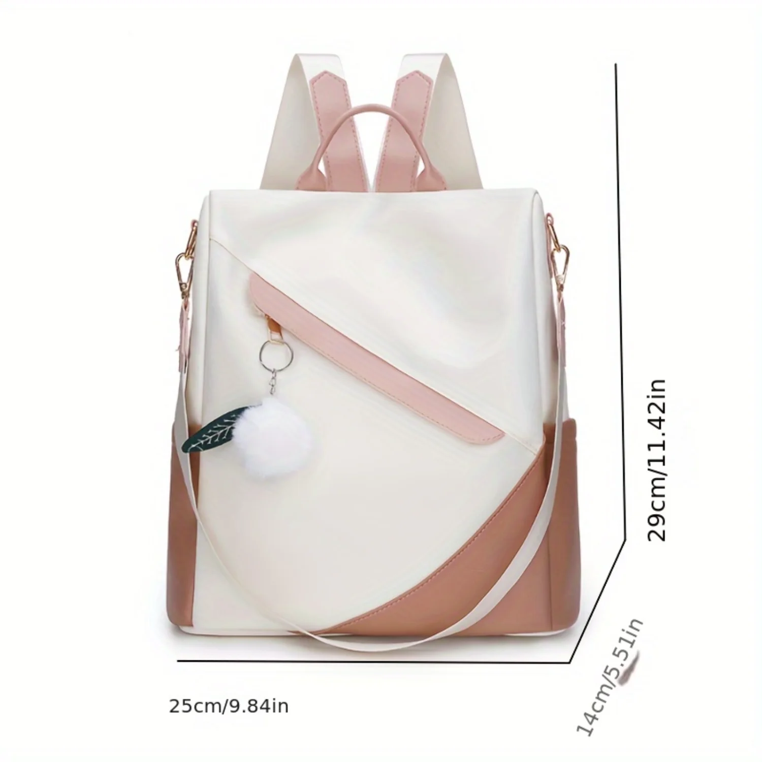 

Colorblock Patchwork Backpack Purse, Anti-theft Daypack, Casual Two-way Shoulder Bag, Fashion Travel Schoolbag Hololive