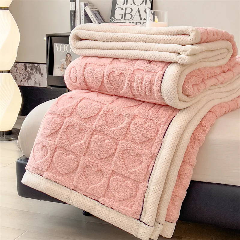 Winter Warm Blanket Taffeta Velvet Bed Blanket Sofa Cover Plaid Bedspread for Twin Double Queen King Coral Fleece Winter Sheet