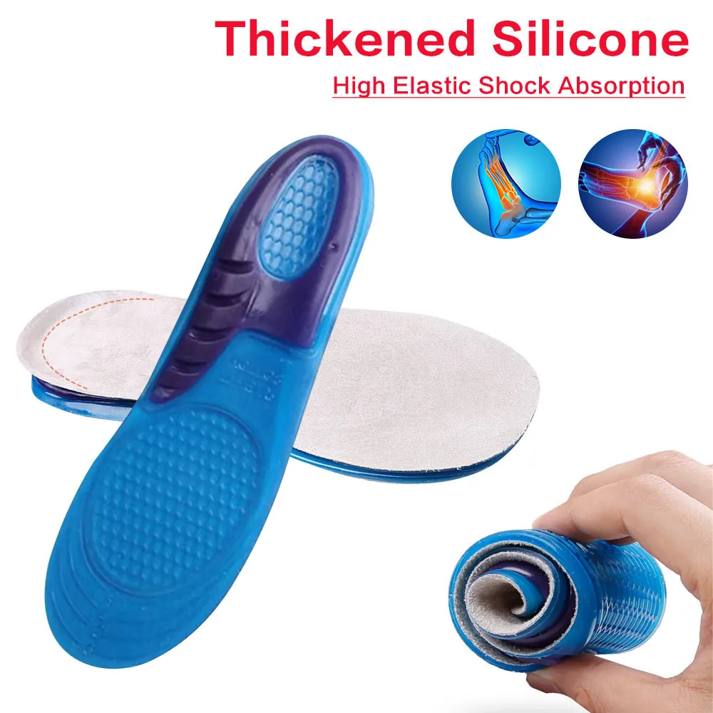 1Pair Sports Elastic Silicone Gel Insoles Shoe Inserts Cushion for Women Men Breathable shoes Pad Massage Casual Sports Insole