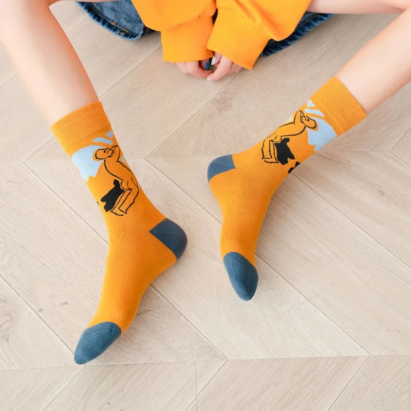 2021 Women\'s Tube Trendy Socks Street Japanese and Korean Version of Pure Cotton Art Creative Trend Socks