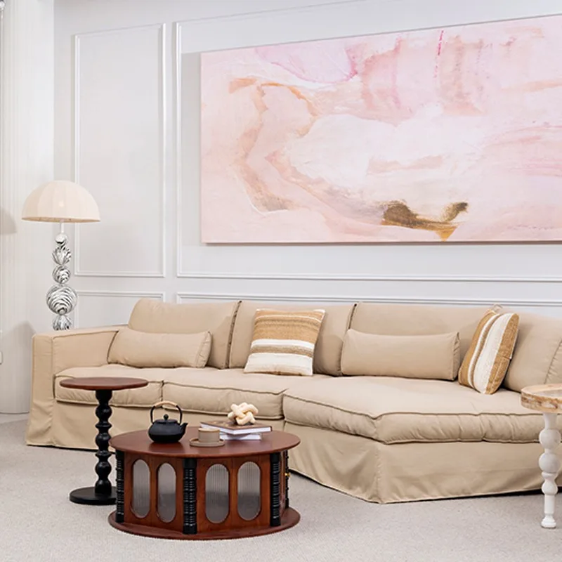 

【Best-selling】Reclining Removable Cotton Linen Upholstered L-Shape Sectional Sofa Modern Breathable Easy Care High Quality Seati