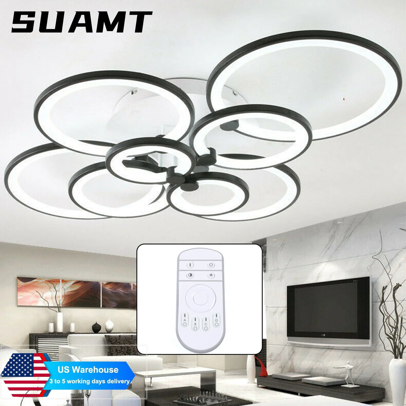 8 Heads Modern Ceiling Light Acrylic LED Chandelier Lamp Flush Mount 3-Color Acrylic Ceiling Light Fixture