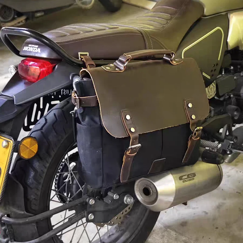 

Винтажная мужская парусиновая кожаная сумка через плечо Crazy Horse, сумка для компьютера, официальная рыцарская мотоциклетная сумка
