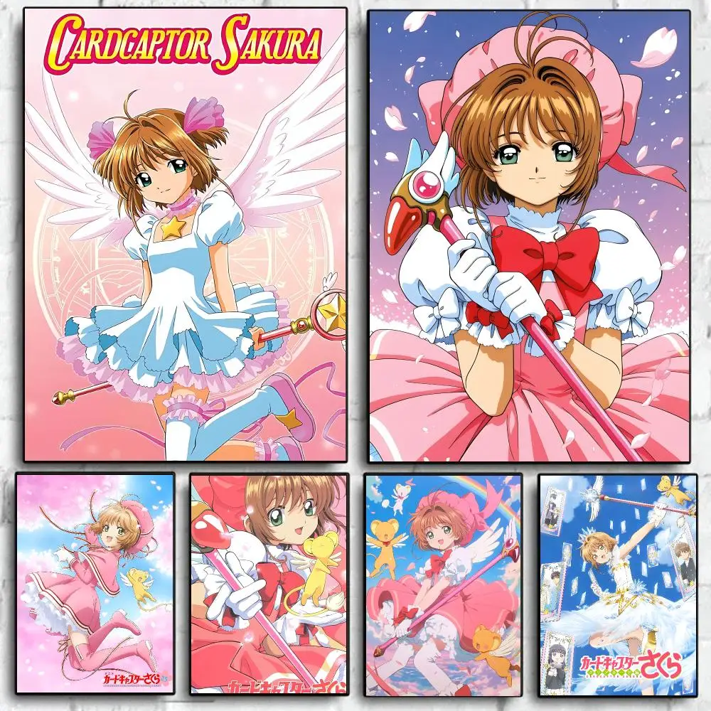 Classic Hot Anime C-Cardcaptor Sakura Poster Self Adhesive Wall Art Decor for Bedroom Living Room Office Home Decor Gift