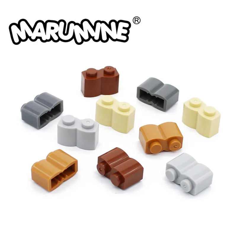 MARUMINE MOC Modified Brick 1x2 Log with Wave 50PCS Classic Wall Building Blocks Cube Parts Assembles Particles 30136 Compatible