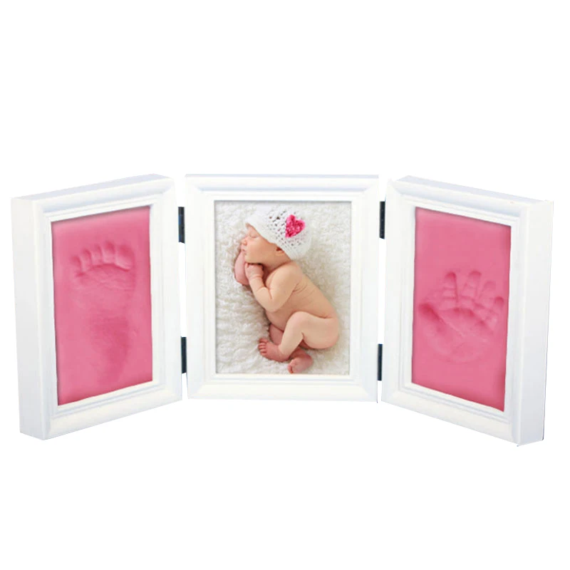 Baby Photo Frame  Diy Footprint Handprint   Imprint  Cast Gift Set Picture With Soft Clay cover  Novelty Gift for kid