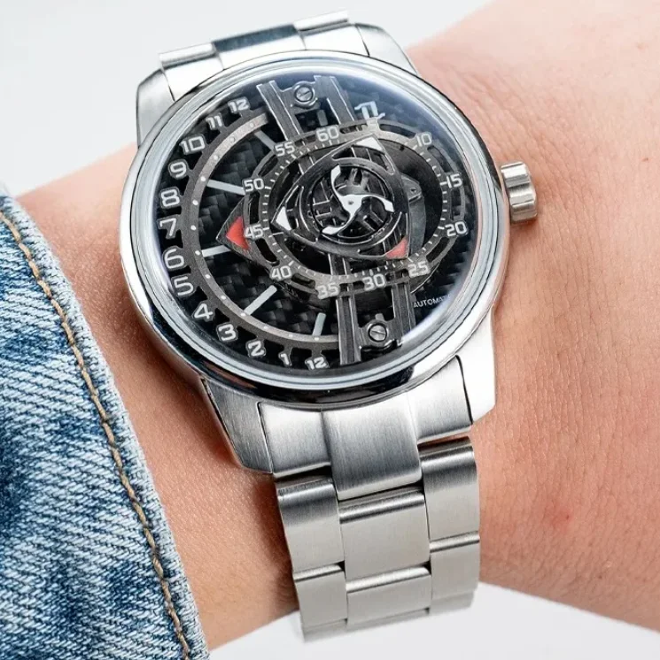 

OBLVLO мужские автоматические часы 42 мм механические наручные часы светящиеся 50 м водонепроницаемые сапфировое зеркало вращающийся циферблат ротора