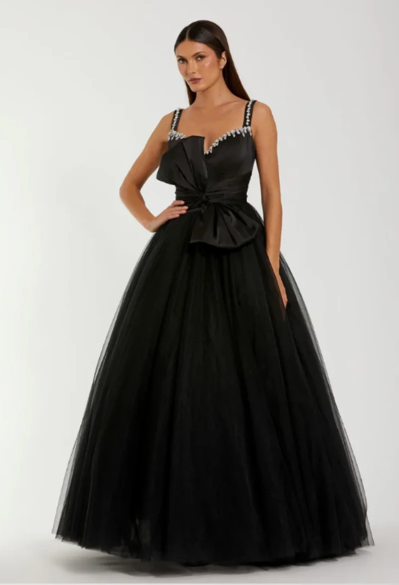 맞춤형 스파게티 스트랩 크리스탈 블랙 새틴 주름 드레스 이브닝 드레스 파티 프롬 가운 정장 드레스