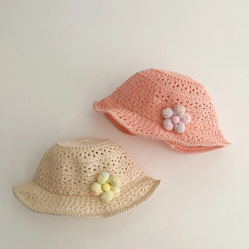 Hot sale Baby Hat Summer Thin Breathable Woven Straw Hat for Girls Sunscreen Cute Cartoon Beach Fisherman Hat 6