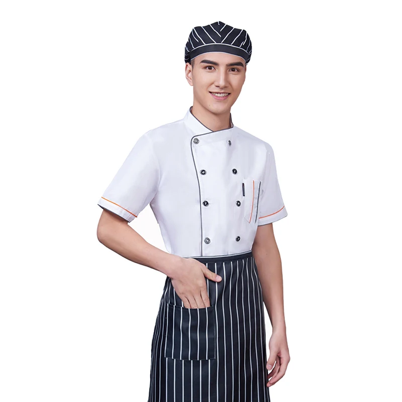 Küchen overalls Restaurant Chef Arbeits hemd Kantine Hotel Koch Essen Service Koch jacke Cafe Bar Kellner Uniform Baskenmütze Schürze