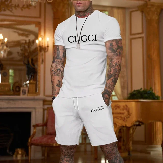 

2024 Summer T-shirt, shorts men's casual sports set, fashionable short sleeved casual shopping trend clothing essential for trav