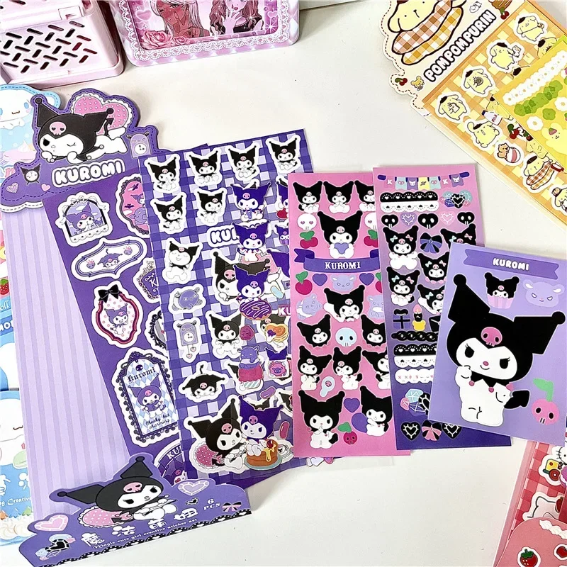 Hello Kitty Stickers Set Cinnamoroll Kuromi My Melody Pachacco Kawaii Sanrio Kitty Handbook Diy Sticker Decals Gift Kids Toys