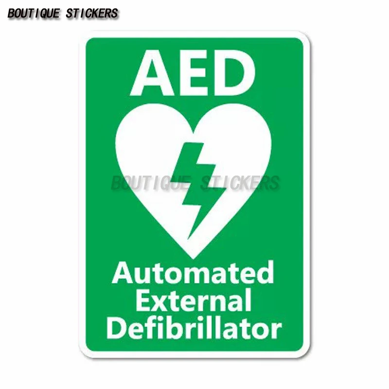 علامة أمان مزيل الرجفان الخارجي الأوتوماتيكي من AED، مجموعة الإسعافات الأولية في حالات الطوارئ، باب الطوارئ، ملصق PVC مقاوم للماء ذاتي اللصق