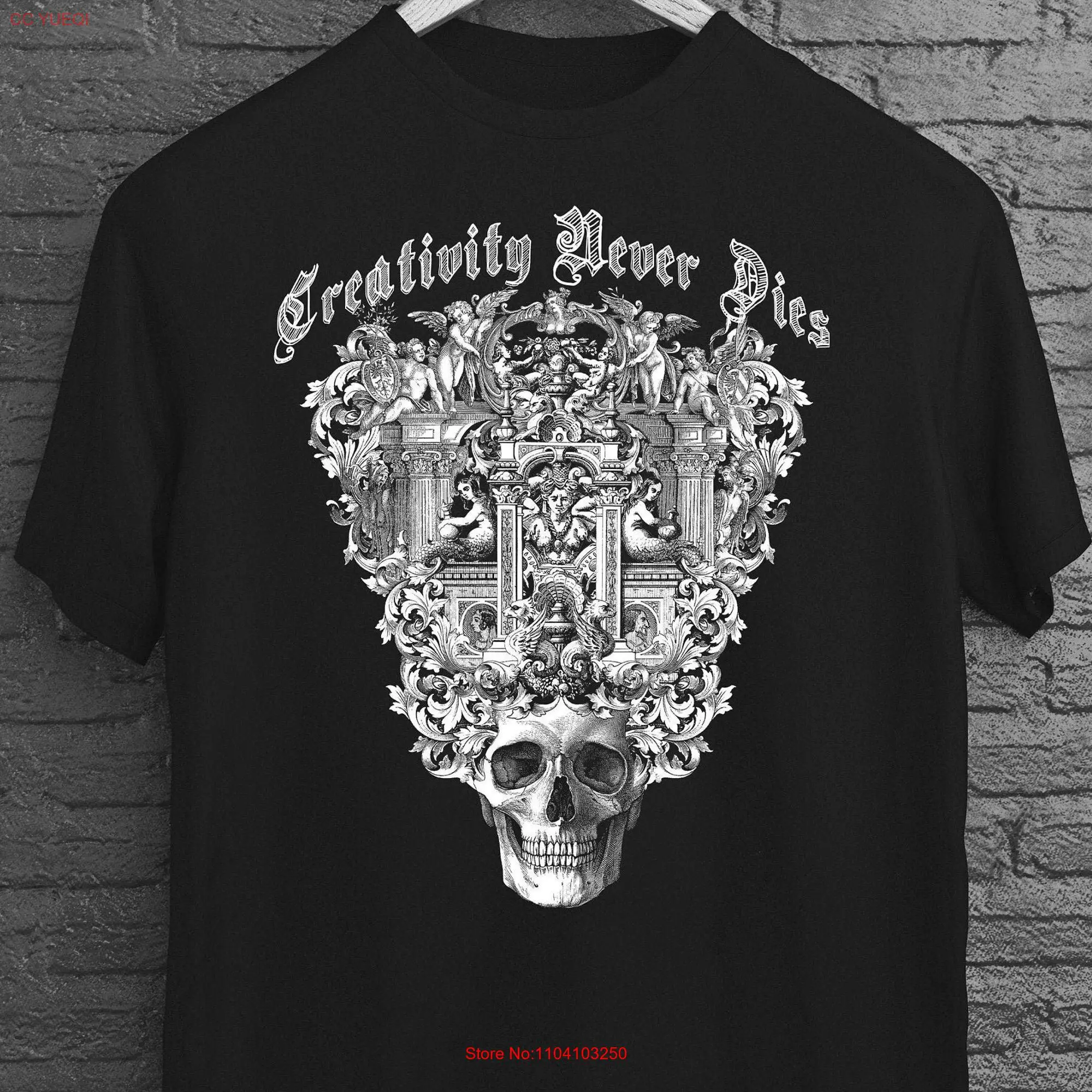 Dark Gothic Aesthetic T Shirt Alternative Clothes Skull Victorian Witchy Memento Mori Art long or short sleeves