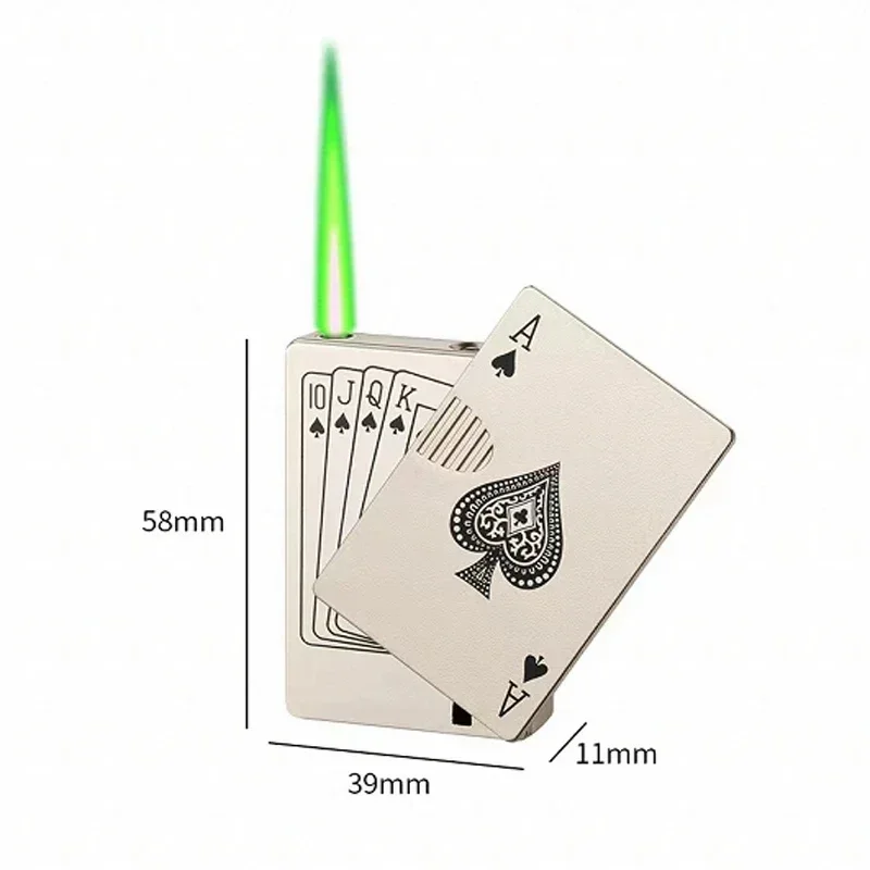 Creative  Novel L Playing Cards Jet Poker Lighter Unusual Torch Turbo Butane Gas Lighters Windproof Funny Toy Lighter