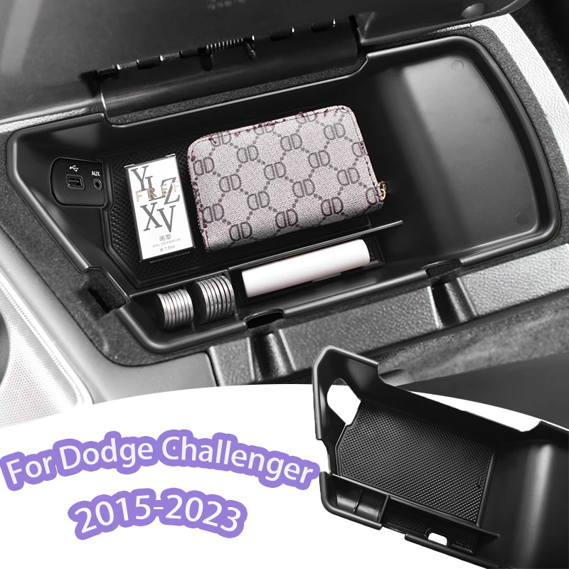 

Car Central Armrest Storage Box For Dodge Challenger Accessories 2015 2016 2017 2018 2019 2020 2021 2022 2023 Console Organizer