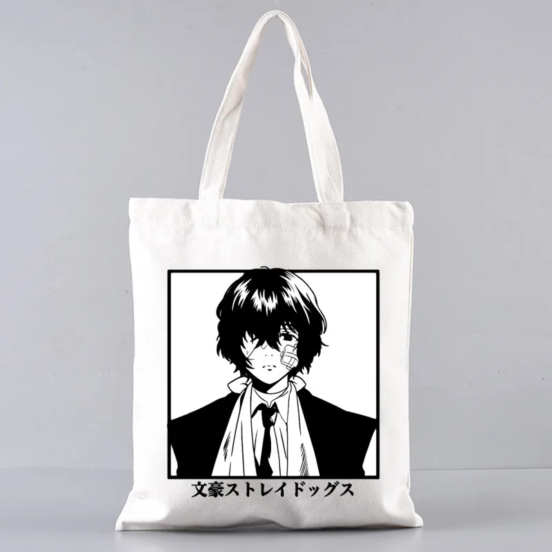 Japan Anime Bungou Stray Dogs Osamu Dazai Canvas Women College Handbags Tote Bag Large Casual Fashion Shoulder Bags