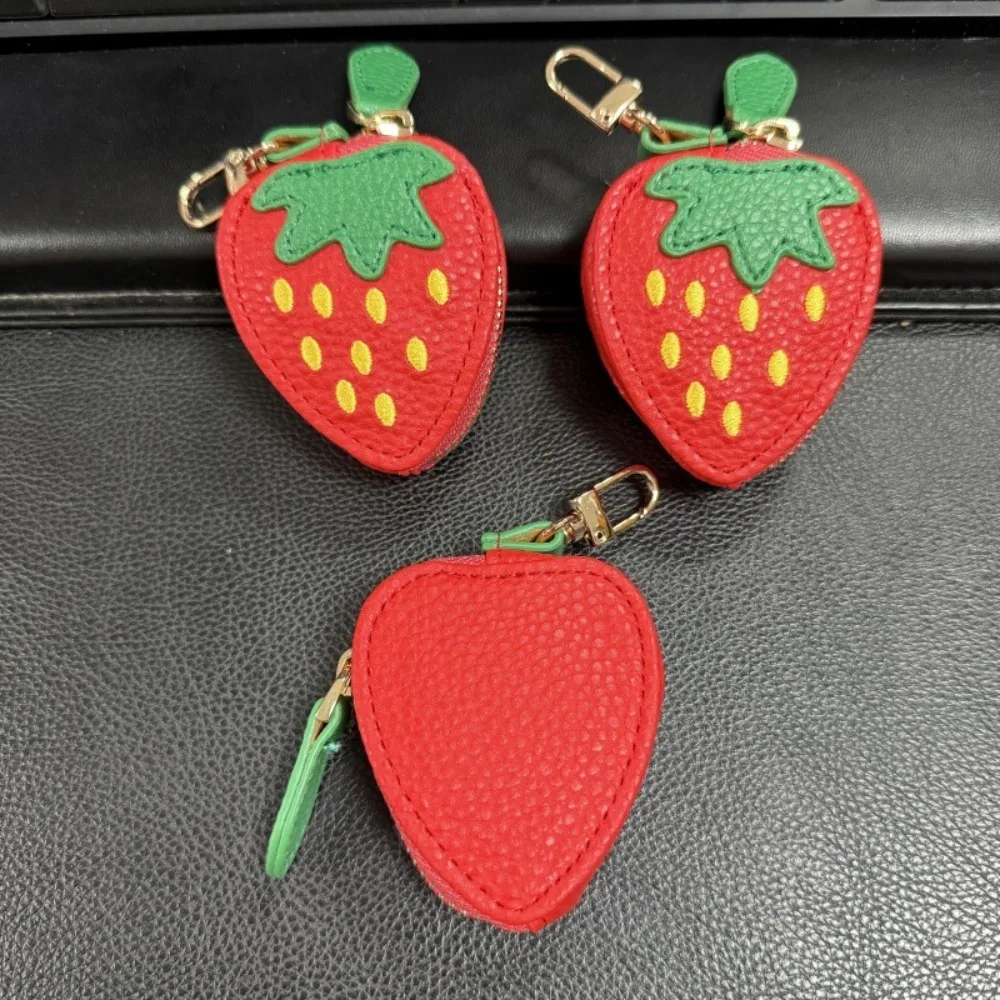 المفاتيح لطيف الفاكهة شكل عملة المحفظة الفراولة الأفوكادو سماعة حقيبة المحفظة الكورية نمط بو الجلود قلادة في الهواء الطلق #1