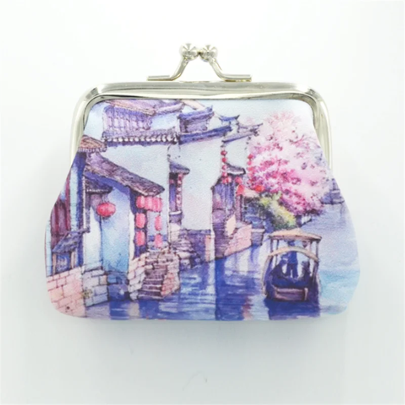 Classical Landscape Coin Purses Holder Women Mini Change Wallets Girl Money Bag Coin Bag Children Zipper Small Pouch Key Pockets