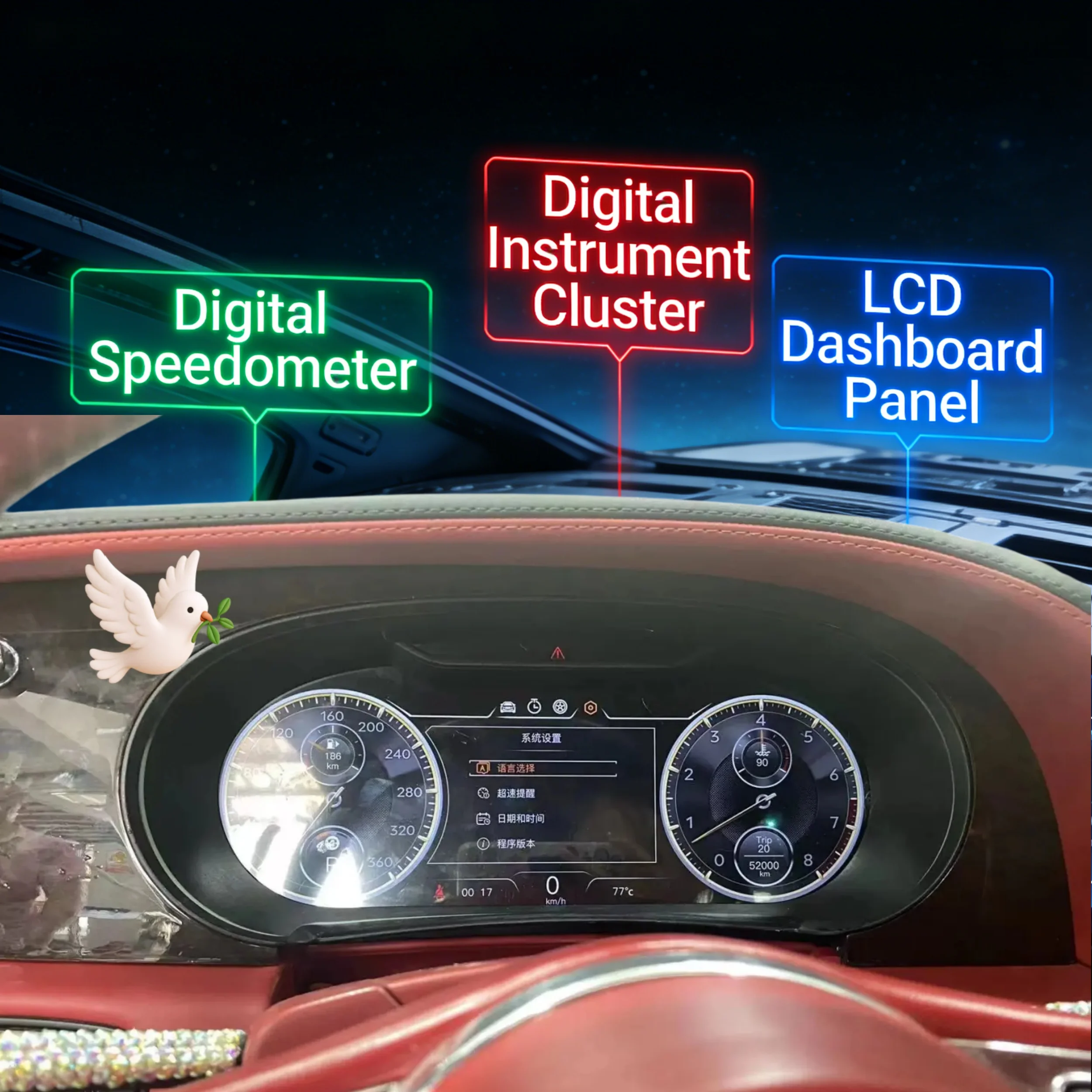 

Панель приборов Linux для Bentley Flying Spur 2005-2017, цифровая панель управления, LCD-дисплей, цифровой спидометр.