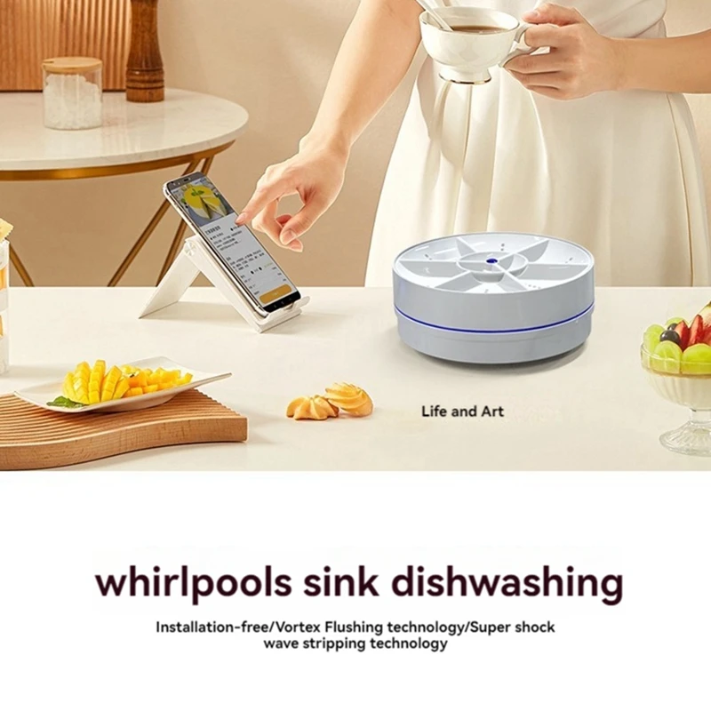 AD24-Ultrasonic จานเครื่องซักผ้าแบบพกพา Mini Turbo เครื่องล้างจาน,ผักเครื่องซักผ้าในครัวเรือนอ่างล้างจานเครื่องล้างจานอุปกรณ์