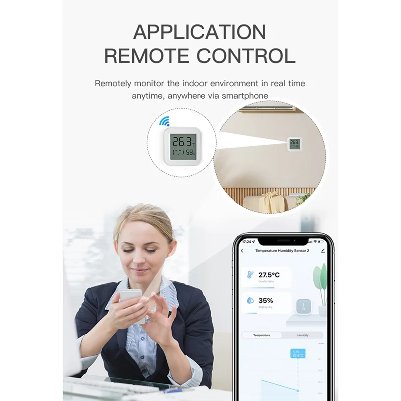 ABKI-Tuya Zigbee Sensor Kelembaban Suhu dengan Layar LCD Monitor Aplikasi Pintar Waktu Nyata dari Jarak Jauh untuk Alexa/Google Home
