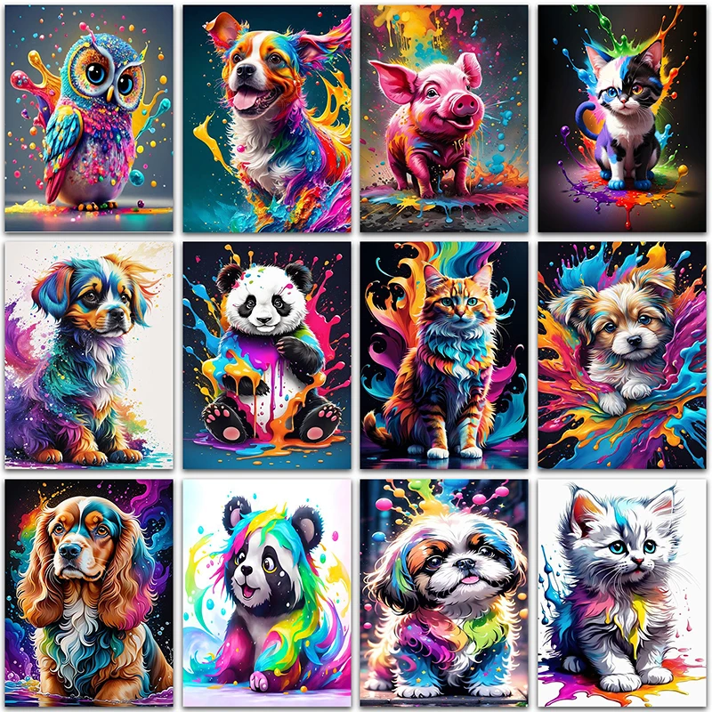 

5D DIY Diamond Painting Colorful Art Animals Owl Cat Panda Dog Raccoon Full Round&Square Diamond mosaic embroidery Cross stitch