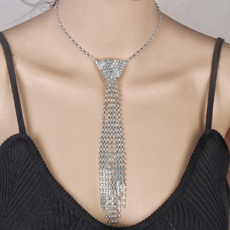 Changliu سو التعادل المعلقات أزياء المرأة الفاخرة تألق حجر الراين قلادة حزب المجوهرات