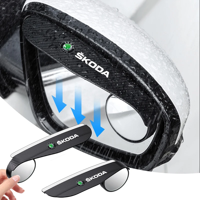 

2PCS Car Rearview Mirror Rain Eyebrow Small Round Mirror for Skoda Fabia Kodiaq Citigo Octavia Superb Karoq VRS Yeti Rapid Scala