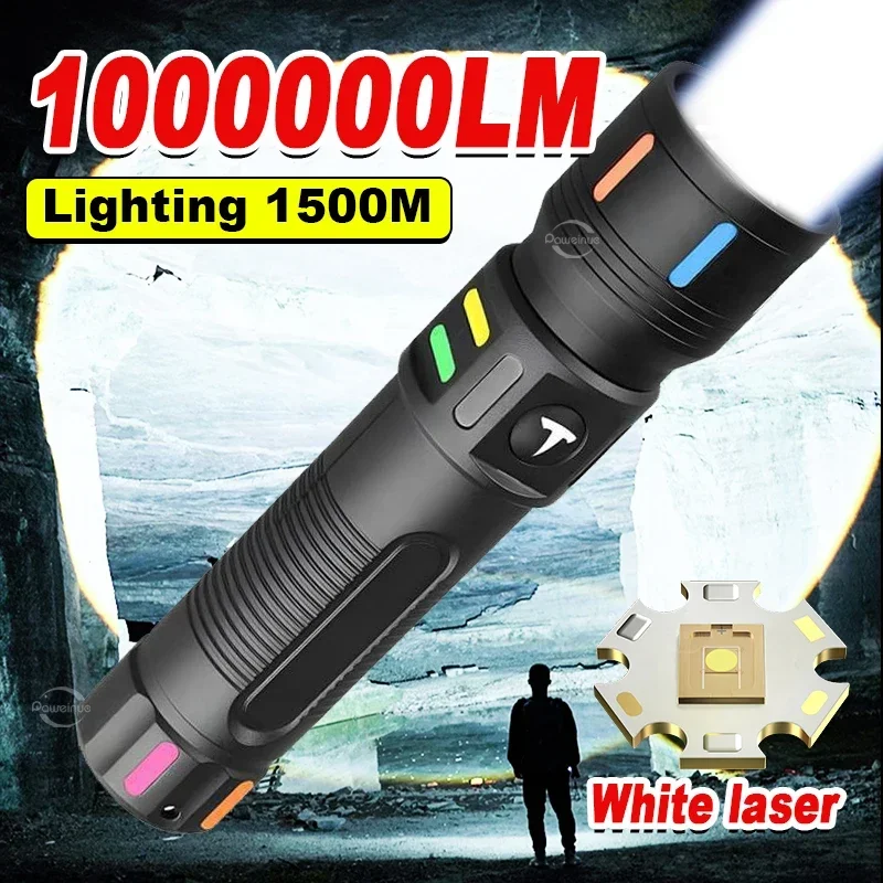 1000000 LM LED-zaklamp Draagbare oplaadbare zaklamp Outdoor tactische zaklamp Camping waterdichte lantaarn vislicht