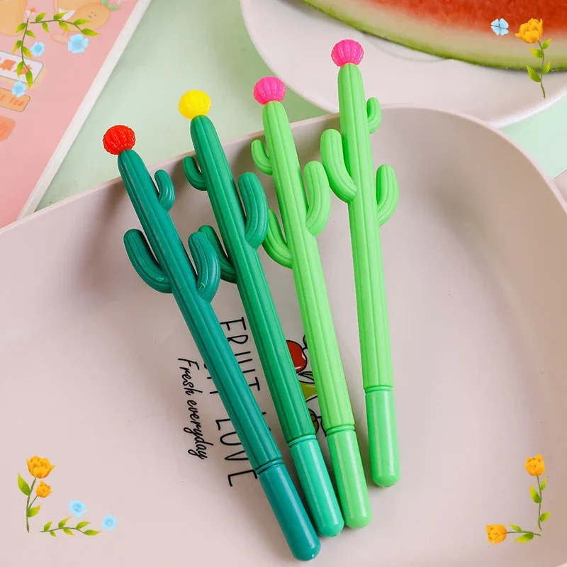 

Wholesale Soft Gel Shape Ball Cactus Neutral Pen Plant Creative Signature Pen Korean Stationery Office Supplies