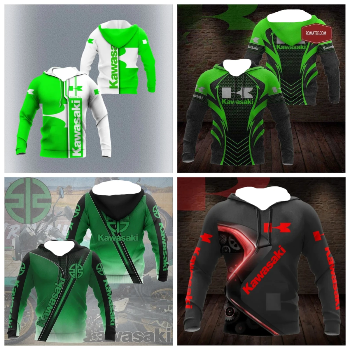 

2025 Spring/Summer 3D Printed Kawasaki Ninja Motorcycle Off Road Sweater, Sports Extreme Adventure Hoodie, Suitable for Both Men