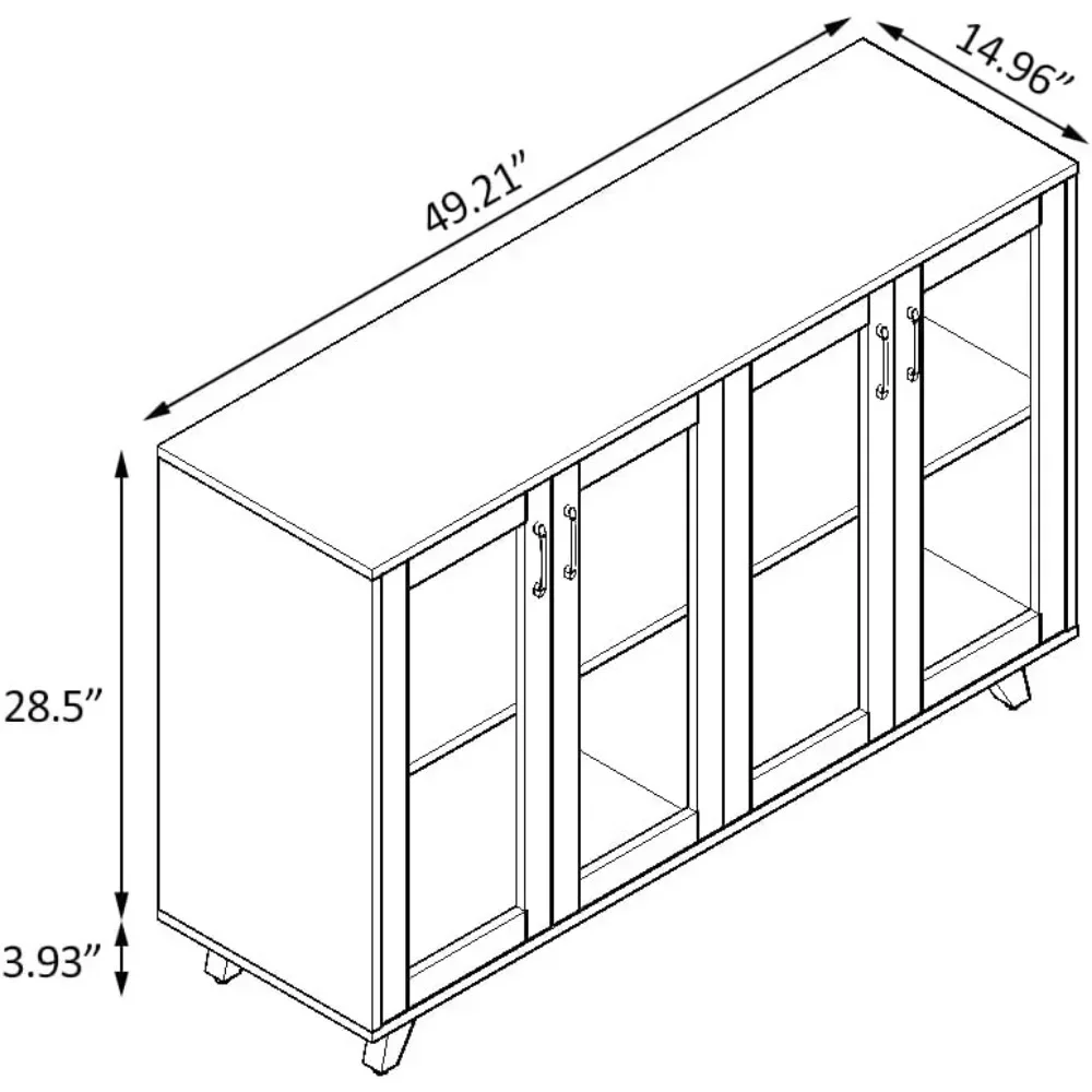Kitchen Buffet Server Table Accent Sideboard Cupboard Server Buffet Console Table with Doors Cabinet (49inch, white)