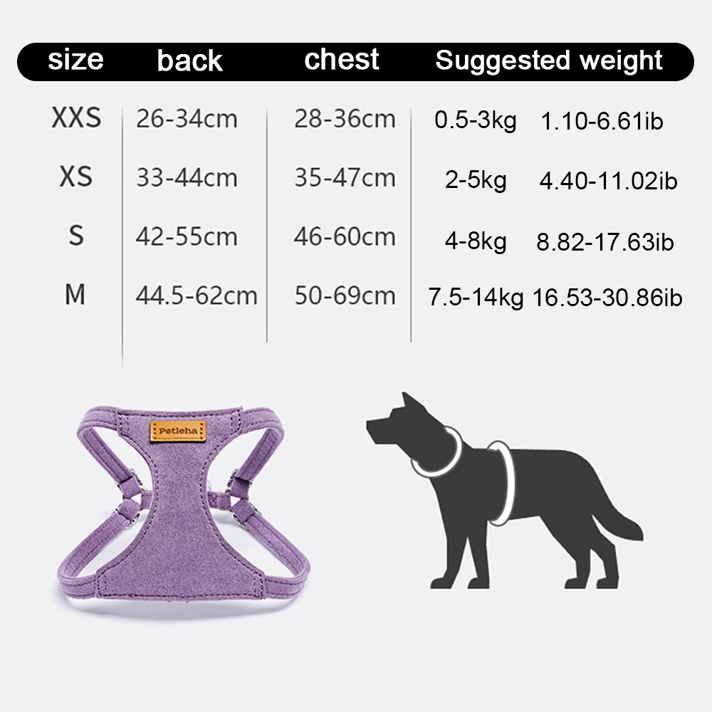Luxury Genuine Suede Dog Harness and Lead Set | Soft Anti-Shock Padded Vest with Soft Leather Leash for Small Medium Large Dogs view 2