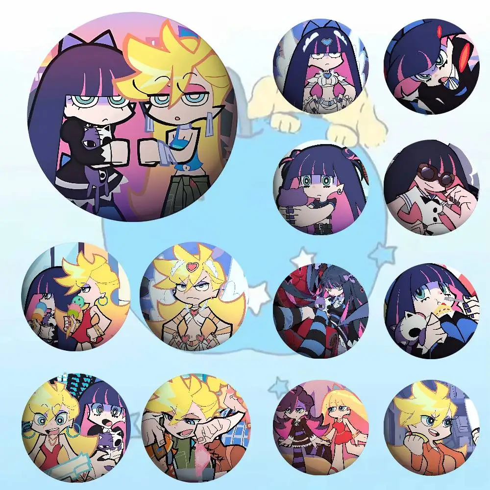 Anime P-Panty Stocking With Garterbelt Badges Cartoon Round Brooches On Backpack Jacket Acrylic Button Pins Collection Gifts