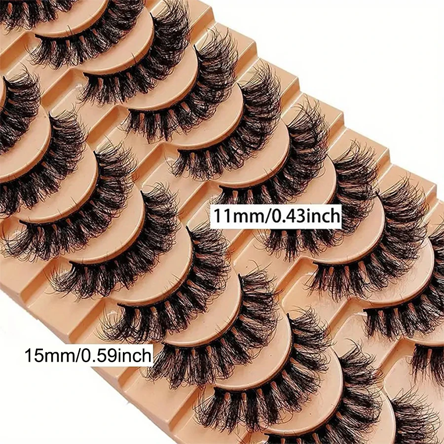 10 أزواج من الرموش المخططة اللافتة للنظر، رموش صناعية صناعية فائقة الرقة، رموش طويلة مجعدة وفوضوية ثلاثية الأبعاد