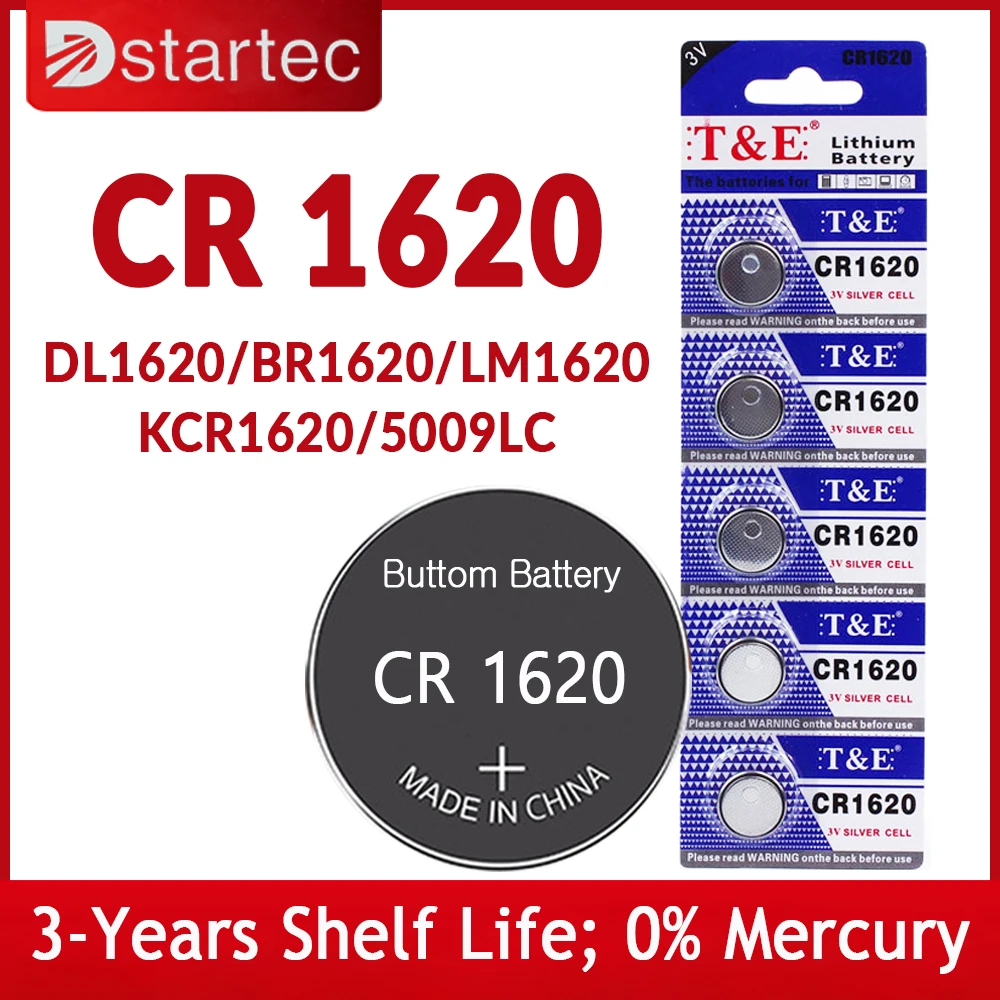 5PCS-25PCS Baterai Tombol Lithium 3V CR1620 DL1620 BR1620 ECR1620 5009LC LM1620 CR 1620 KCR1620 30MAh Baterai Jam Tangan Sel Koin