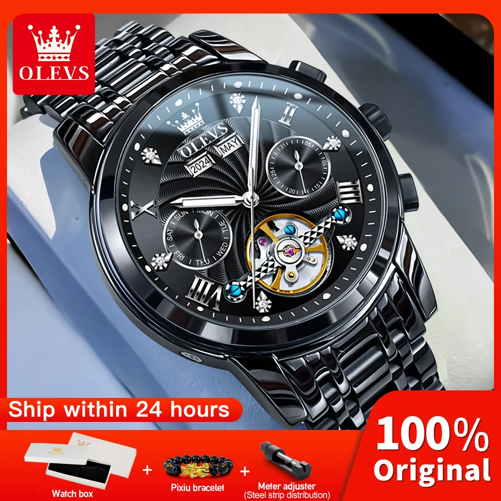 OLEVS New 7088 Mens Watches Waterproof Luminous  Automatic Mechanical Watches Big Dial  Watches For Gifts Men Original Luxury