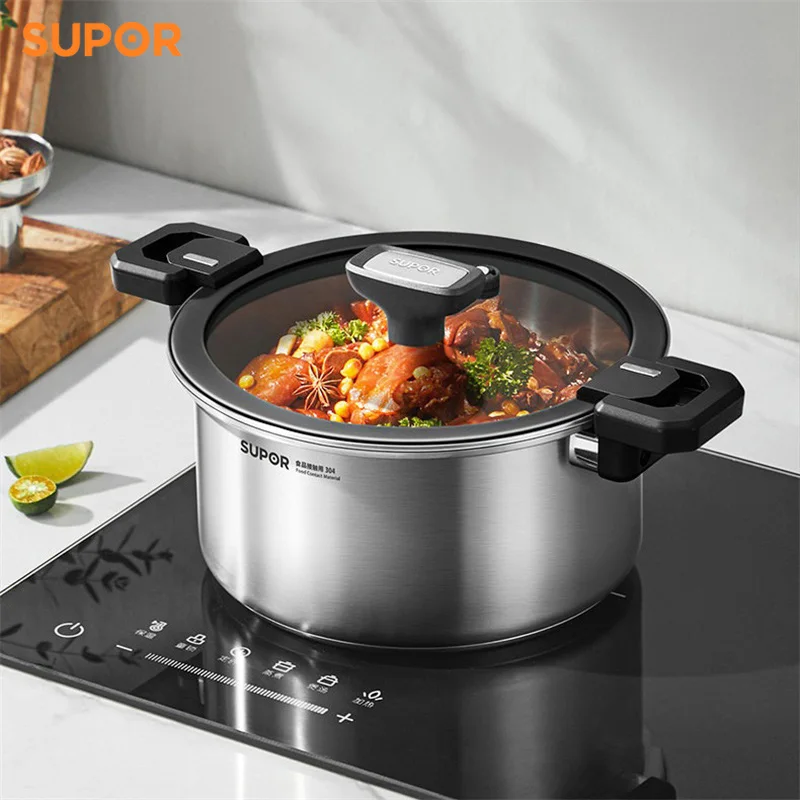 SUPOR New Micro Pressure Soup Pot 304 Stainless Steel Fast Cooking Stew Pot Pressure Cooker Kitchen Saucepot For All Stovetop