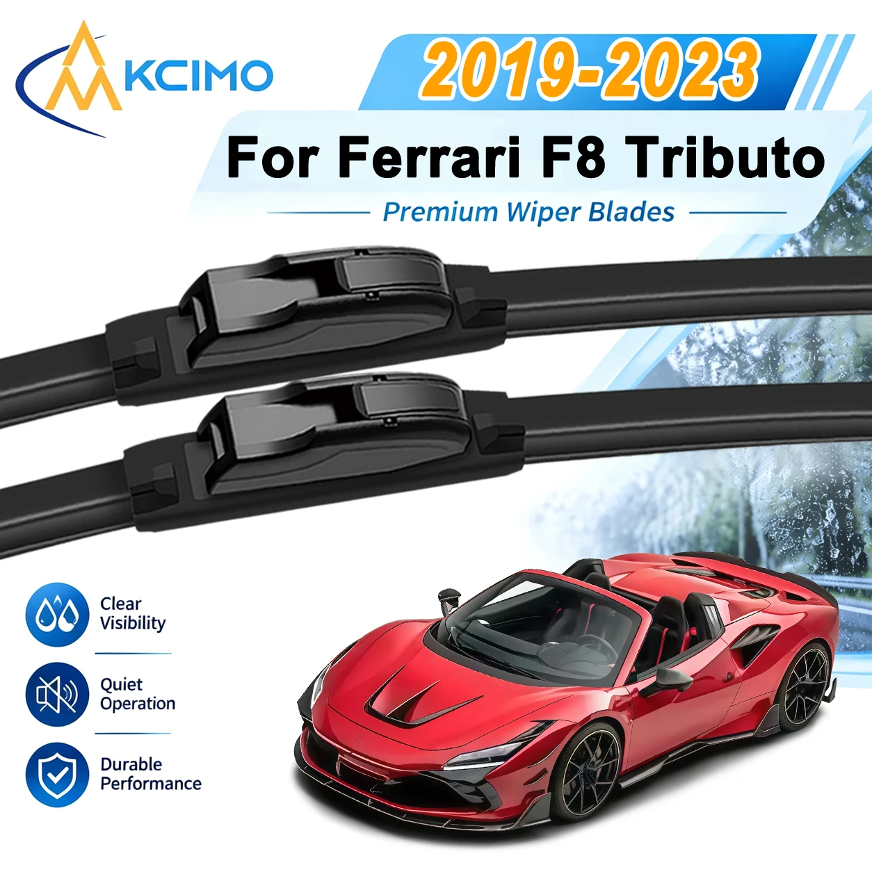 Car Rubber Front Wiper Blades For Ferrari F8 Tributo / F8 Spider F142MFL 2019-2023 Windshield Wipers for Driving Easy Install