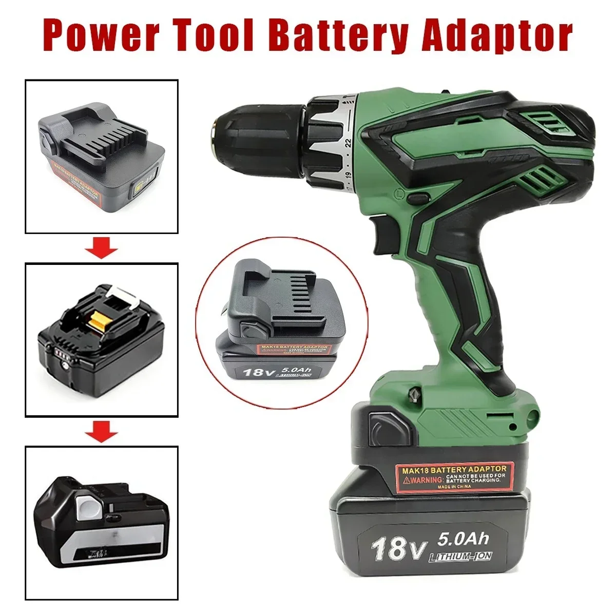 Adapter for Makita/Dewalt/Milwaukee/Bosch/ Worx 5pin 18/20V Batteries Converting To for Hitachi&Hikoki 18V Battery Power Tools