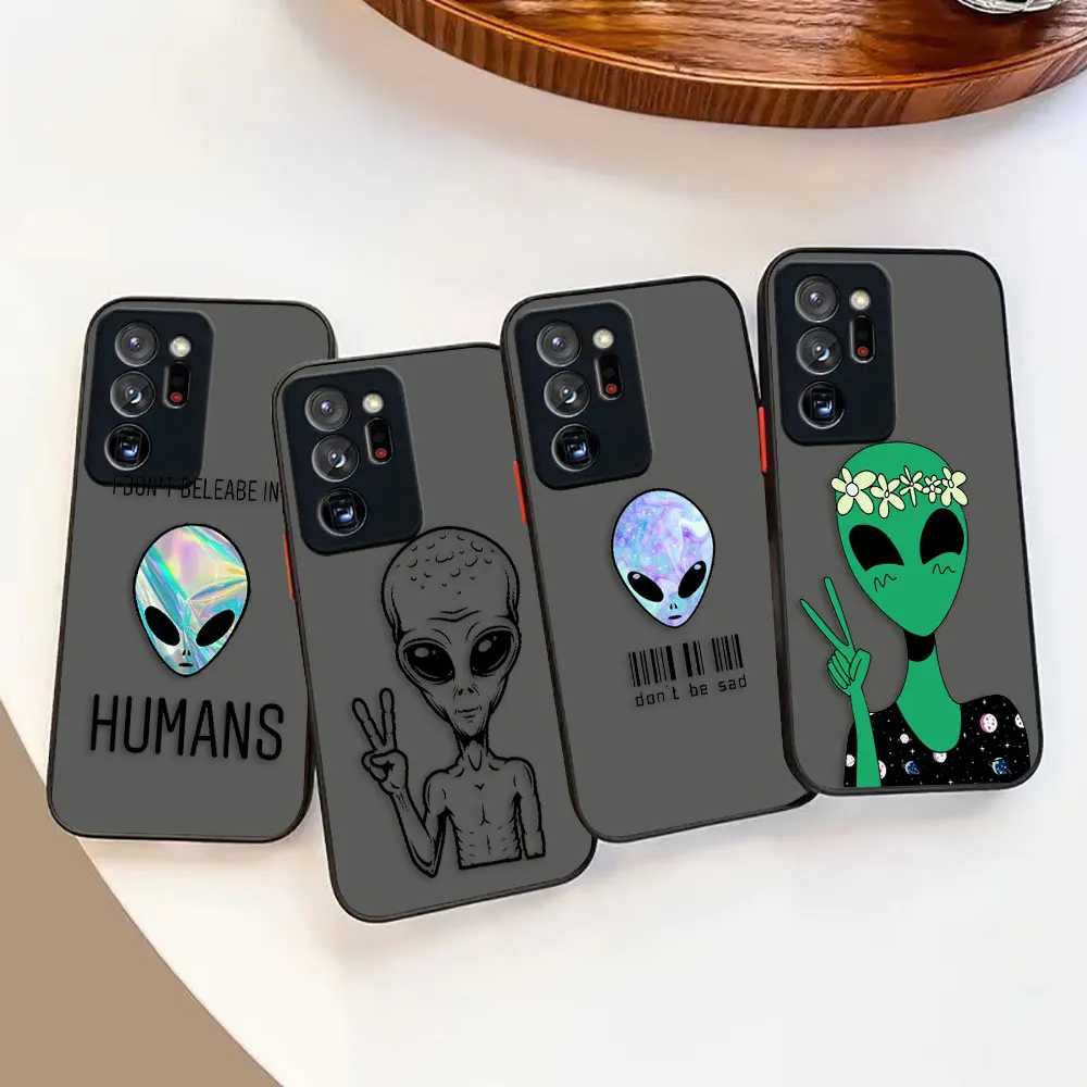 Matte Phone Case for Samsung NOTE 20 10 9 8 A13 A12 A10 A11 7 A05 A04E A04 A03S A02S A03 5G ULTRA Plus Case Capa Alien Image Art