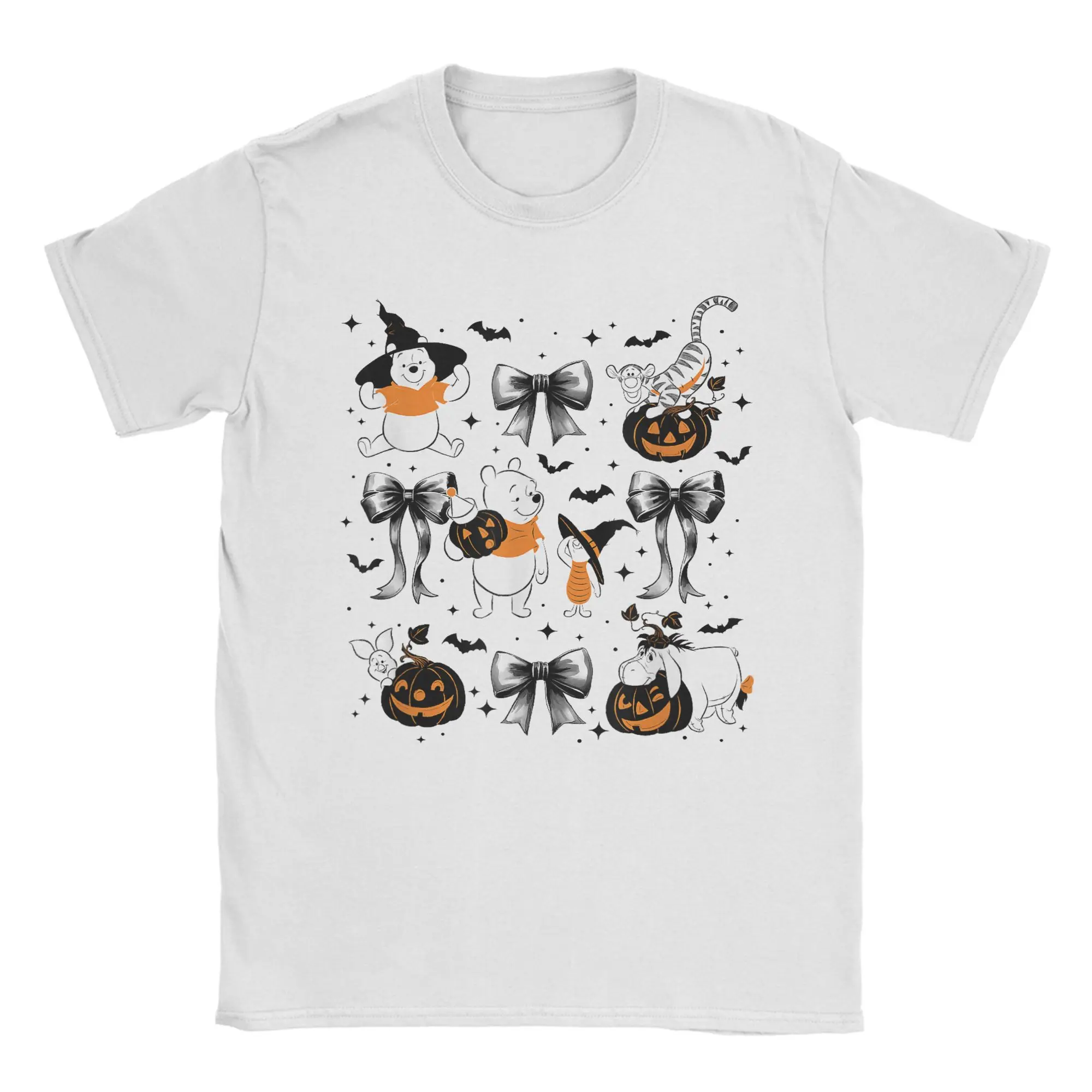 

Men's Winnie The Pooh Halloween T Shirt Spooky Bows Set Cotton Clothing Vintage Short Sleeve Crewneck Tee Shirt Adult T-Shirt