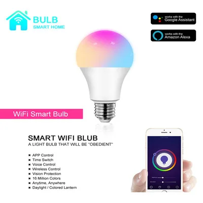 Dimmable inteligente LED Lâmpada, Smartphone controlado, multicolorido cor mudando