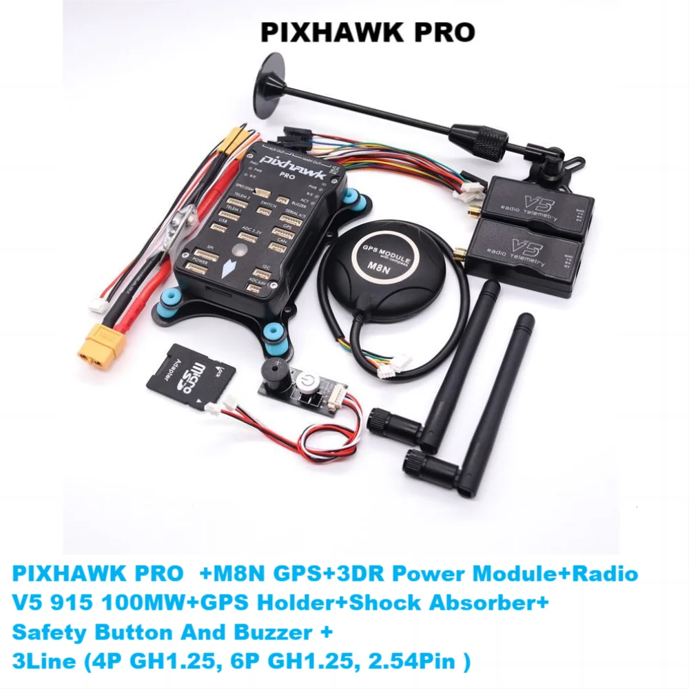 Pixhawk 2.4.8 PRO PX4 PIX 32-bits vluchtcontroller + M8N GPS + 433/915Mhz 100/500mw radiotelemetrie + veiligheidsschakelaar + zoemer + rgb + I2C