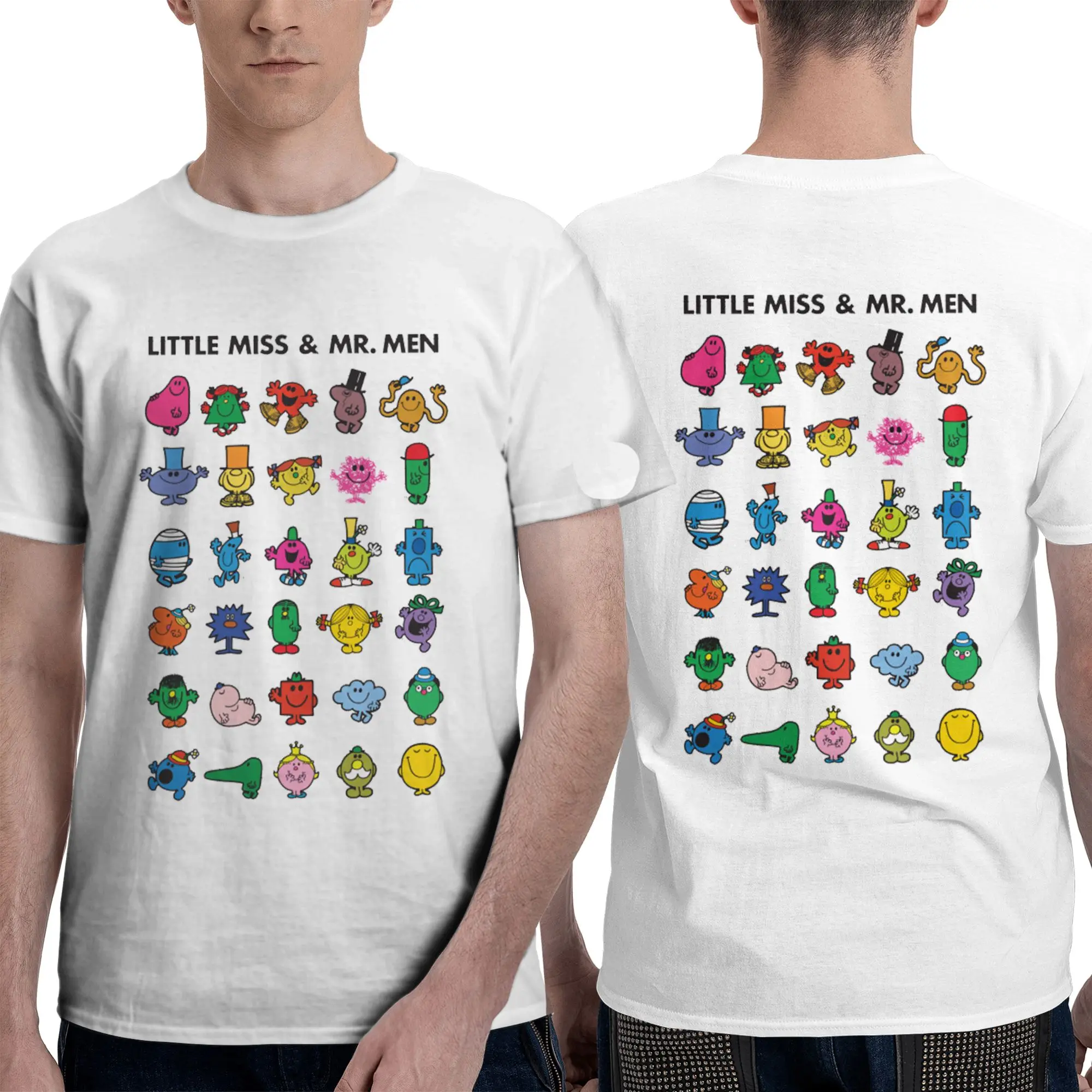 100% Cotton Little Miss and Mr. men T-Shirt Men's Double Sided T Shirt Men Crew Neck Summer Shirts Tops S-6XL
