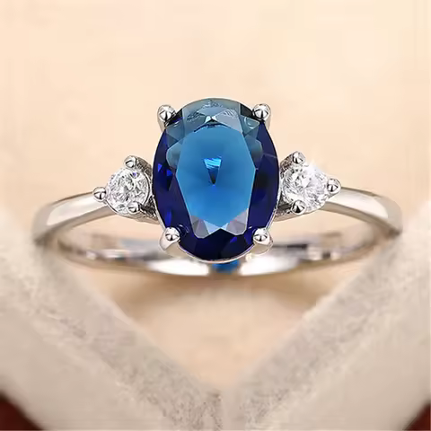 925 Sterling Silver Women's Wedding Rings Charming Blue Cubic Zirconia High Quality Ring Engagement Jewelry Gifts