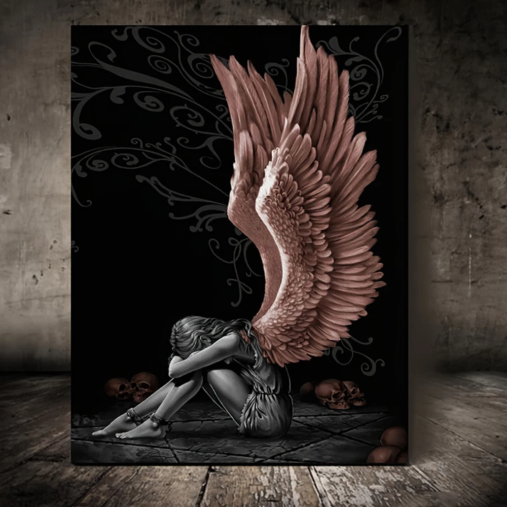 Classic Vintage Wall Art Angel Wings HD Canvas Printed Poster Home Living Room Bedroom Hallway Decorative Painting