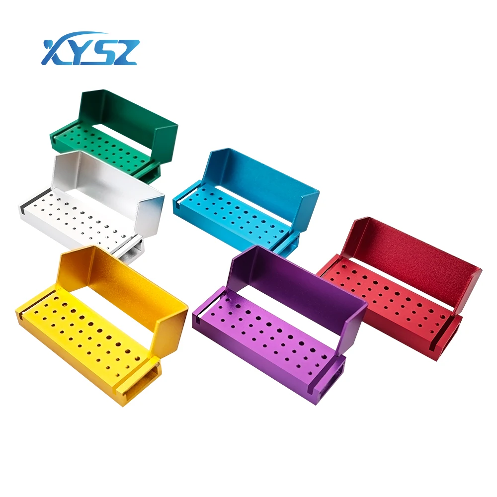 

XYSZ Dental Burs 30 Holes Aluminium Block Denspay Dental Bur Drill Sterilization Holder High/Low Speed Handpiece Needles Holder