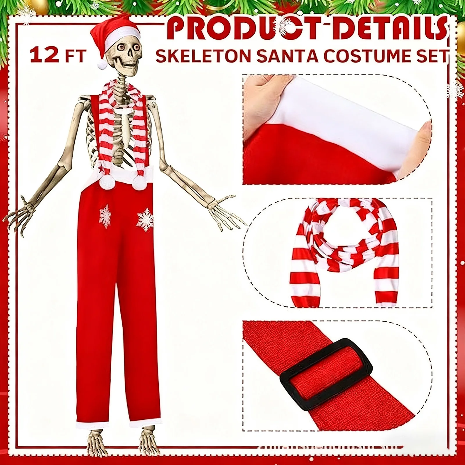 Christmas Costume Accessories Set Includes Cowboy Hat Hooded Cape Glasses Gloves for for Festival Holiday Garden Outdoor Decorat